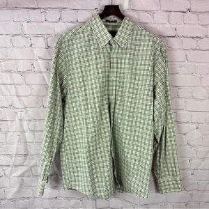 james tattersall Green plaid Checkered Mens XL cotton button up Shirt office